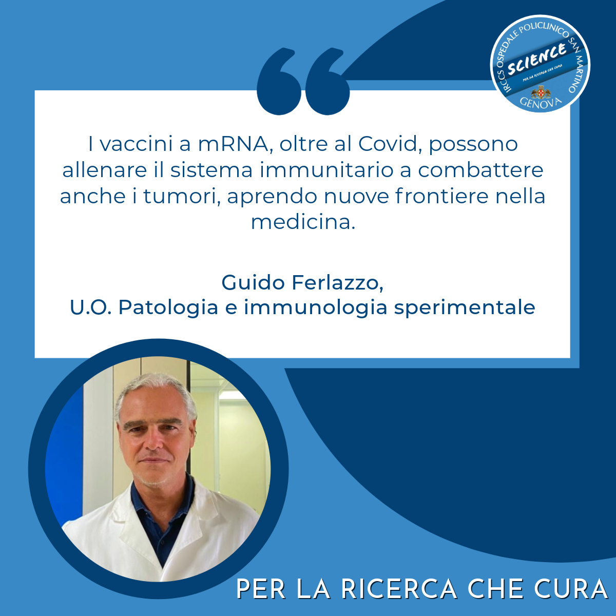 Dichiarazione di Guido Ferlazzo: "I vaccini a mRNA, oltre al Covid, possono allenare il sistema immunitario a combattere anche i tumori, aprendo nuove frontiere nella medicina".